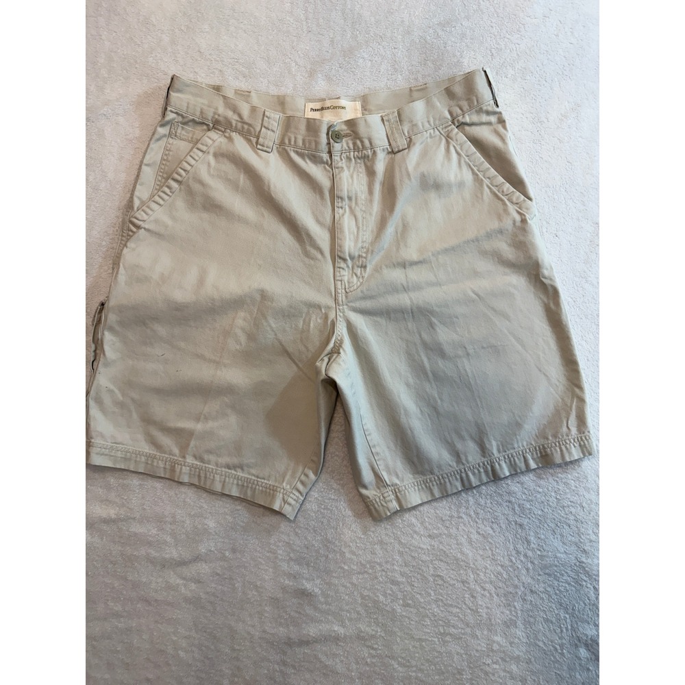 Perry Ellis Cottons Mens Khaki Cargo Shorts Tan Cotton Size 38
